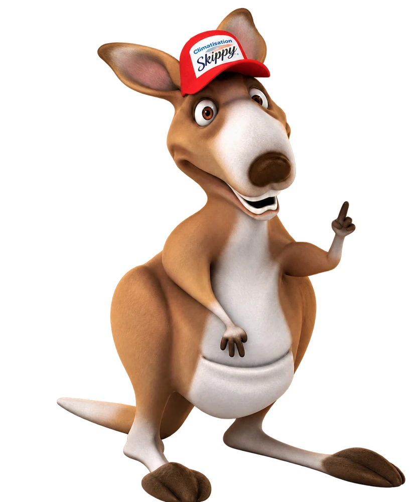 Skippy le kangourou en casquette, prêt à vous aider